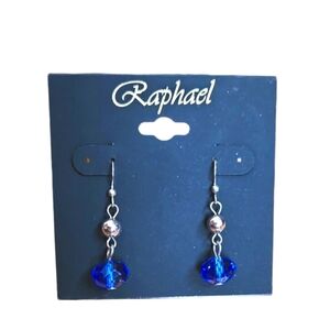 Raphael Blue Gemstone Crystal and Silver Earrings, NWT
